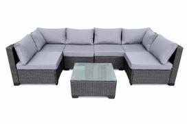 Sodo baldų komplektas iš ratano, kampinė sofa 6 asmenims