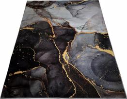 Kilimas 180x250, modernus, pilkai auksinis, marmuro raštas, 3D efektas