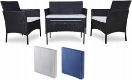 Lauko baldų komplektas: sofa, 2 foteliai, stalas, 2 pagalvių užvalkalai