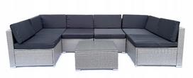 Lauko rataninė kampinė sofa su stalu, 6 asmenims