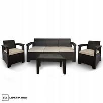 Lauko baldų komplektas Aura Bronze: sofa 5 asmenims, du krėslai, stalas