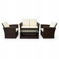 Sodo baldų komplektas: sofa, 2 krėslai, staliukas