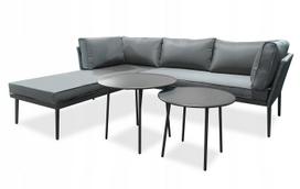Lauko baldų komplektas SPARGI, kampinė sofa ir 2 kavos staliukai, juodi