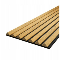 Akustinės lamelės, plokštės 3D ąžuolas ant juodo veltinio 40x260cm