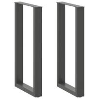 vidaXL Baro stalo kojos, U formos, 2 vnt., antracito spalvos, 40x(90-91) cm, plienas