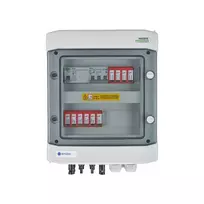 EMITER EM-1102_DCAC DC/AC fotovoltinis skirstytuvas hermetiškas IP65 su Dehn 1000V Type 2 apsauga nuo viršįtampių, 2 x PV string, 2 x MPPT // AC Dehn Type 2, 10A 3 fazės, RCD Type A 40A/300mA
