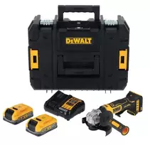 DEWALT DCG404S2T-QW 18V belaidis kampinis šlifuoklis 125mm bešepetinis 2x4.0Ah XR Li-Ion akumuliatoriai ir įkroviklis TSTAK dėklas