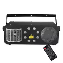 LIGHT4ME PARTY III V2 – 5-in-1 LED efektinis šviestuvas su derbio, gobo, užpildymo, stroboskopo ir lazerio efektais bei IR nuotolinio valdymo pulteliu