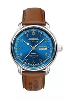 Zeppelin Mediterranee 96643 vyriškas kvarcinis laikrodis, 40 mm, mėlynu ciferblatu, mėlyna odine apyranke