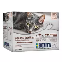 BOZITA Sterilised Pieces in Sauce with Meat Multibox - Šlapias kačių ėdalas - 12 x 85g