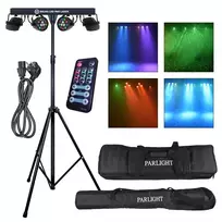 LIGHT4ME LED PAR Laser Beam Lighting Kit - 4x PAR Lights with Red & Green Laser, DMX, Remote Control
