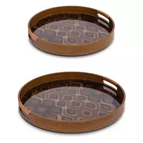 Rituali Domestici Galateo 2 apvalių padėklų rinkinys, baltas melaminas, 38 cm ir 30 cm