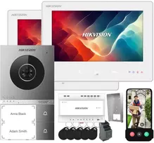 Hikvision DS-KIS705EY/2Monitors IP vaizdo domofono rinkinys su 2 vidaus stotelėmis, 2 MP lauko stotele, 7 colių jutikliniu ekranu, Wi-Fi, PoE
