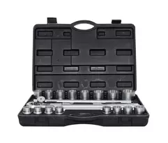 AWTOOLS 21 dalių 3/4 inch pavaros 12-kampis metrinis veržliarakčių rinkinys su reketu ir dėklu