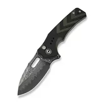 CIVIVI Vexron Damasteel sulankstomas peilis su G10 frezuota juoda ir žalia rankena