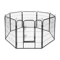 REBEL ANIMALS Modular Dog Playpen XL, 8 Panels 80x100 cm, Steel, Black