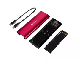 NATEC RHINO M.2 NVMe išorinis SSD korpusas, USB-C 3.2 Gen 2, rubino raudonumo