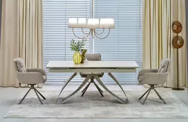HILARIO extension table, light travertine/cashmere
