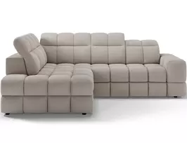 Bronon left-hand corner sofa with sleeping function and storage compartment, beige bouclé, Modern, Beige