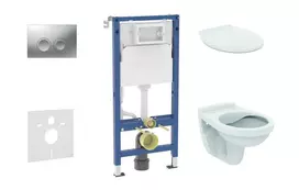 Tualeto unitazo komplektas Geberit Duofix su Urb.y 48HM Rimfree unitazu su Soft Close Easyclip Slim dangčiu, Chromu matinė Delta01 mygtukas