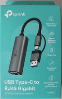 Tp-Link UE310C USB Type-C to RJ45 Gigabit Ethernet Network Adapter | TP-LINK USB Type-C to RJ45 Gigabit Ethernet Network Adapter | UE310C | Ethernet LAN (RJ-45) ports 1 | MU-MiMO No | no PoE | UNPACKED