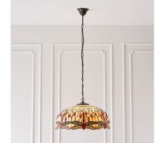 Endon 64079 - Pakabinamas šviestuvas ant grandinės Tiffany DRAGONFLY 3xE27/60W/230V skersmuo 50 cm
