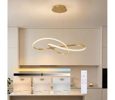 Brilagi - reguliuojamas LED pakabinamas šviestuvas ant laido INFINITY LED/80W/230V 80x80 cm, auksinis + nuotolinis pultas