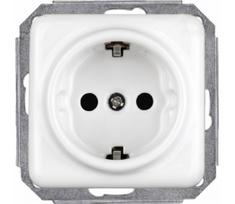 Elhard - keraminė retro rozetė namams be rėmelio SCHUKO 230 V balta