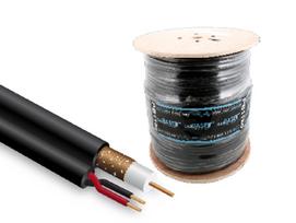 PRO BASE - RG59 CCTV COPPER CABLE+ power cord, black,  reel in box , 500m