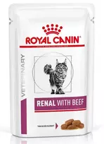 ROYAL CANIN Vet Renal Feline with Beef šlapias ėdalas katėms Gabaliukai padaže Vištiena, Kiauliena, Jautiena 12x85 g