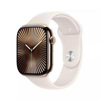Išmanusis laikrodis Apple Watch Series 10 GPS + Cellular 46 mm auksinis titano korpusas, šviesiai sportinis dirželis M/L