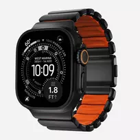 NOMAD Stratos Band - Titanium Bracelet for Apple Watch 49mm su FKM (Black Titanium, Ultra Orange FKM)