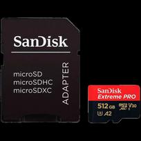 SanDisk Extreme PRO microSDXC 512GB + SD Adapter + 2 years RescuePRO Deluxe up to 200MB/s & 140MB/s Read/Write speeds A2 C10 V30 UHS-I U3