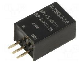 Converter: DC/DC | Uin: 4.5÷36VDC | Uout: 3.3VDC | Iout: 2A | SIP3 | THT