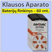 60 vnt. Ekonomiškas klausos aparatų baterijų rinkinys | Dydis 312 | Itin pažangus Zn-Air PR41
