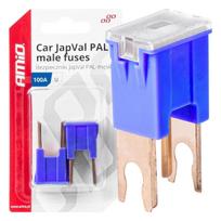 Automobilių ir motociklų prekės, elektronika, navigacija, CB radijas // Automobilių elektronikos komponentai : Montavimo kabeliai : Saugikliai : Jungtys // Bezpieczniki samochodowe japval pal męskie 2 szt. 100a amio-03411