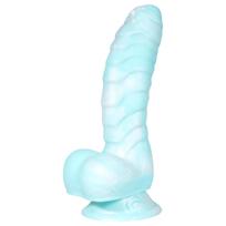 OgazR Sea Serpent - dildo su išraiškingais grioveliais - 17 cm - mėlyna balta
