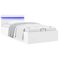 Lovos rėmas su LED/daiktadėže, baltas, 100x200cm, dirbtinė oda