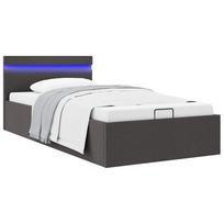 Lovos rėmas su LED ir hidrauline daiktadėže, pilkas, 90x200cm