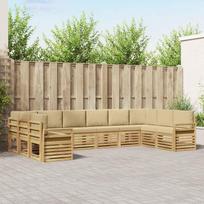 Lauko sofos komplektas 10 pcs Balta ir kreminė
