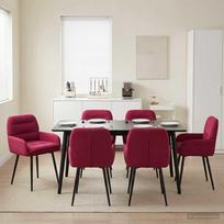 Valgomojo kėdės 6 pcs Aksomas Vyno raudona 59 x 59,5 x 90 cm