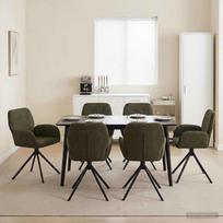 Sukamos valgomojo kėdės 6 pcs Dirbtinė suedė oda Armijos Žalia