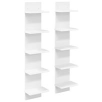 Sieninė lentyna 2 pcs Balta 22 x 15 x 100 cm Apdirbta mediena