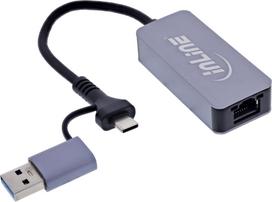 InLine USB 3.2 do 5Gb/s adapter sieciowy, USB-C+USB-A adapter do RJ45 | 4043718345427 | 4043718345427