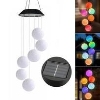 LED saulės energija maitinami vėjo varpeliai RGB spalvų kaita su 6 rutuliukais sodo dekoracija
