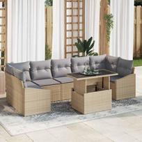 Sodo Sofų Rinkinys 8 pcs smėlio ir šviesiai pilkos spalvos