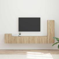 TV spintelių komplektas 3 pcs Sonoma ąžuolas Apdirbta mediena