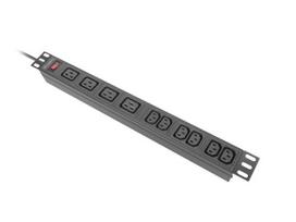 LANBERG 19" 1U Rack PDU power strip, 16A, 4x C19, 6x C13, 2m, black, C20