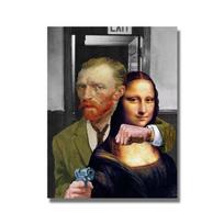 Abstract Famous Canvas Painting Funny Van Gogh and Mona Lisa Posters and Prints Wall Art Picture for Living Room Decor Cuadros 21*30cm