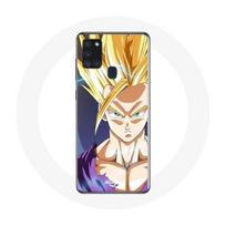 Case - Maniacase - Samsung Galaxy A21S - Manga Dragon Ball Goku - Yellow - Soft geltona
